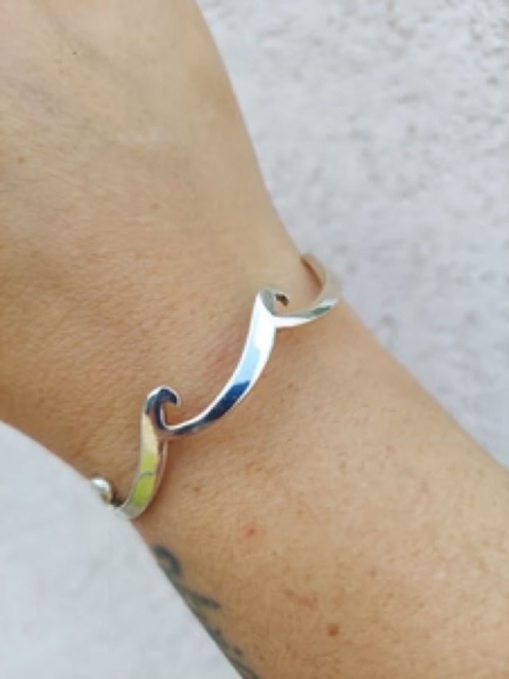 Sterling Silver Wave Cuff Bracelet - Silver